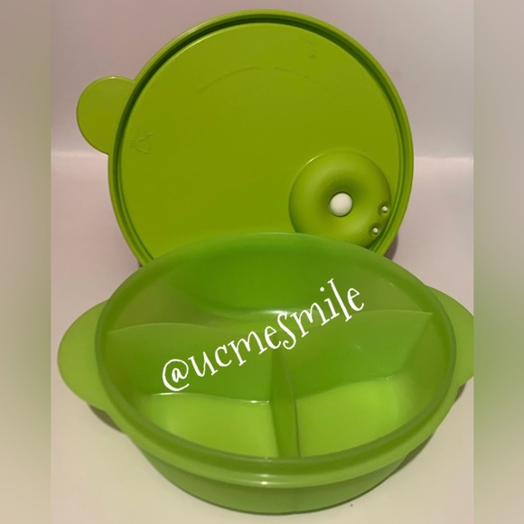Tupperware Crystalwave His & Hers Microwave-Safe Divided Lunch Dish/Bowl Set - Picture 6 of 6